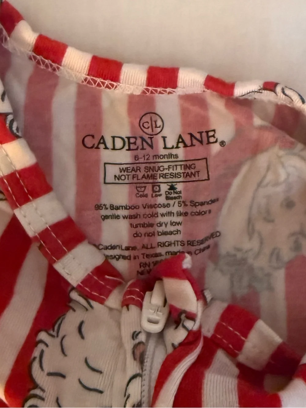 Caden Lane Santa Claus Red & White Santa Stripe One-Piece Footed Pajama 6-12M